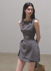 Detachable Collar Wool Dress